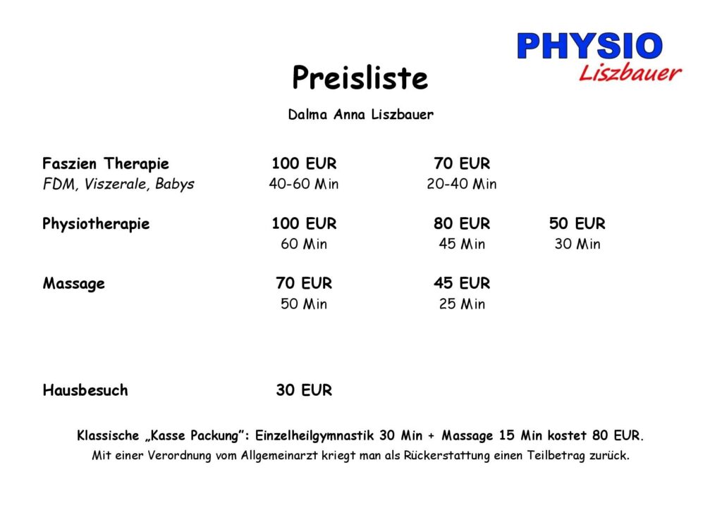 Preisliste – Physiolis.at